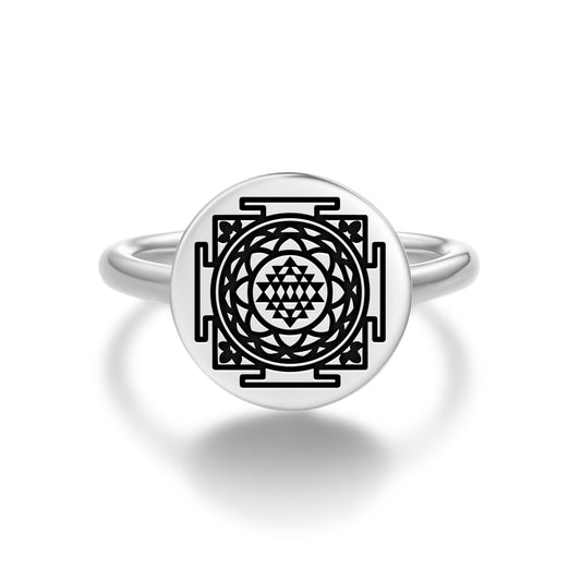 Mahalaxmi Yantra Yantra Symbols Adjustable Open Ring
