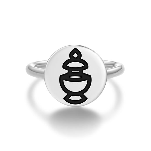 Kumbha – Treasure Vase Ashtamangala Symbols Adjustable Open Ring