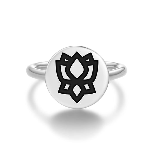 Padme – Lotus Ashtamangala Symbols Adjustable Open Ring