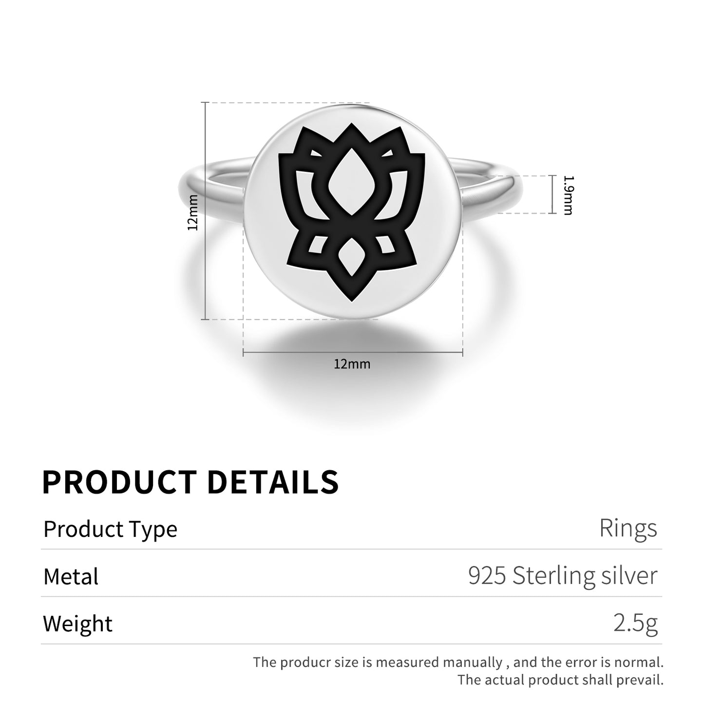 Padme – Lotus Ashtamangala Symbols Adjustable Open Ring