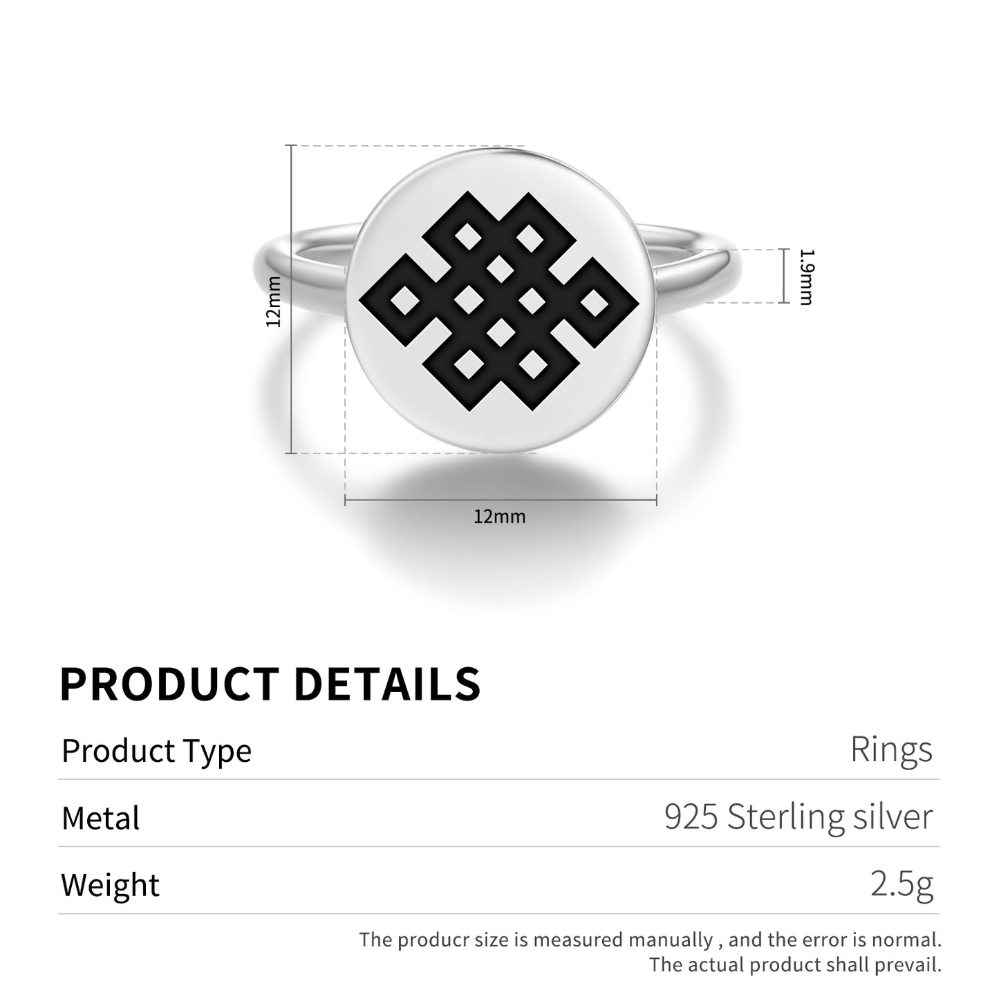 Shrivatsa – Endless Knot Ashtamangala Symbols Adjustable Open Ring