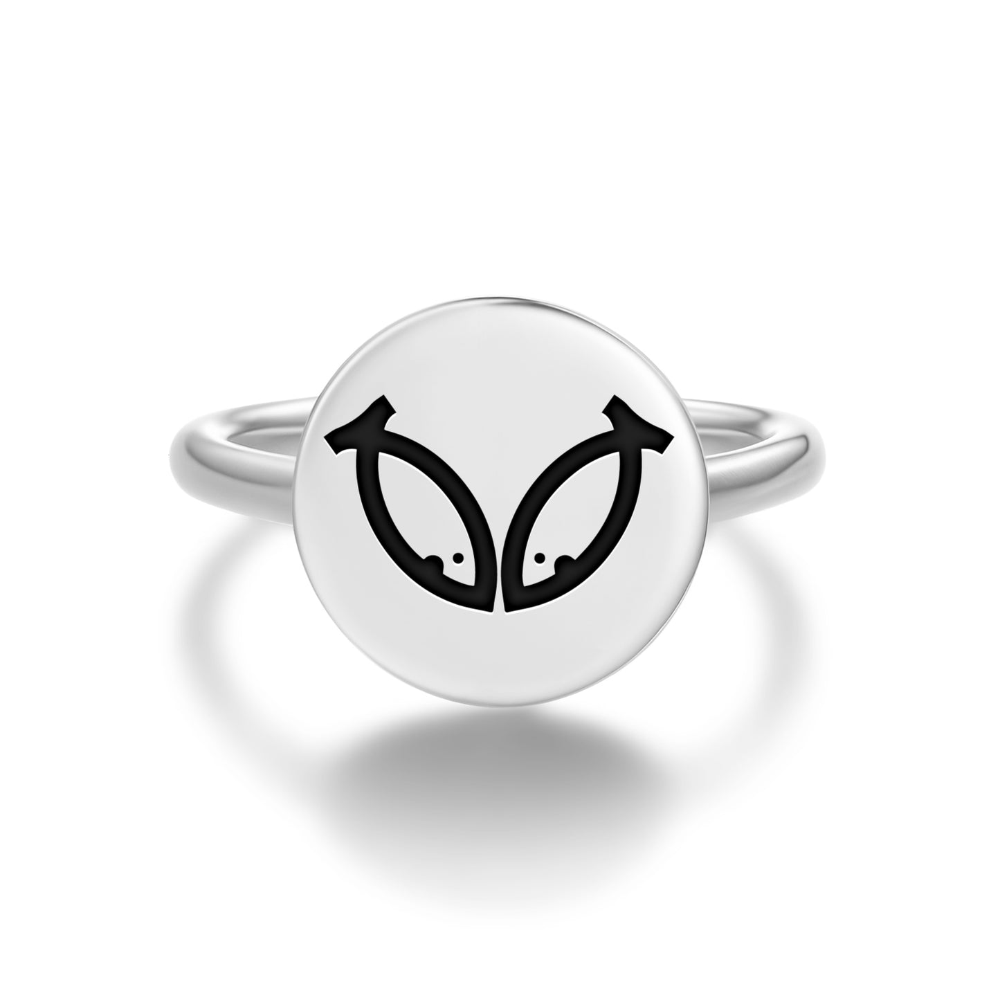 Suvarna Matsya – Golden Fishes Ashtamangala Symbols Adjustable Open Ring