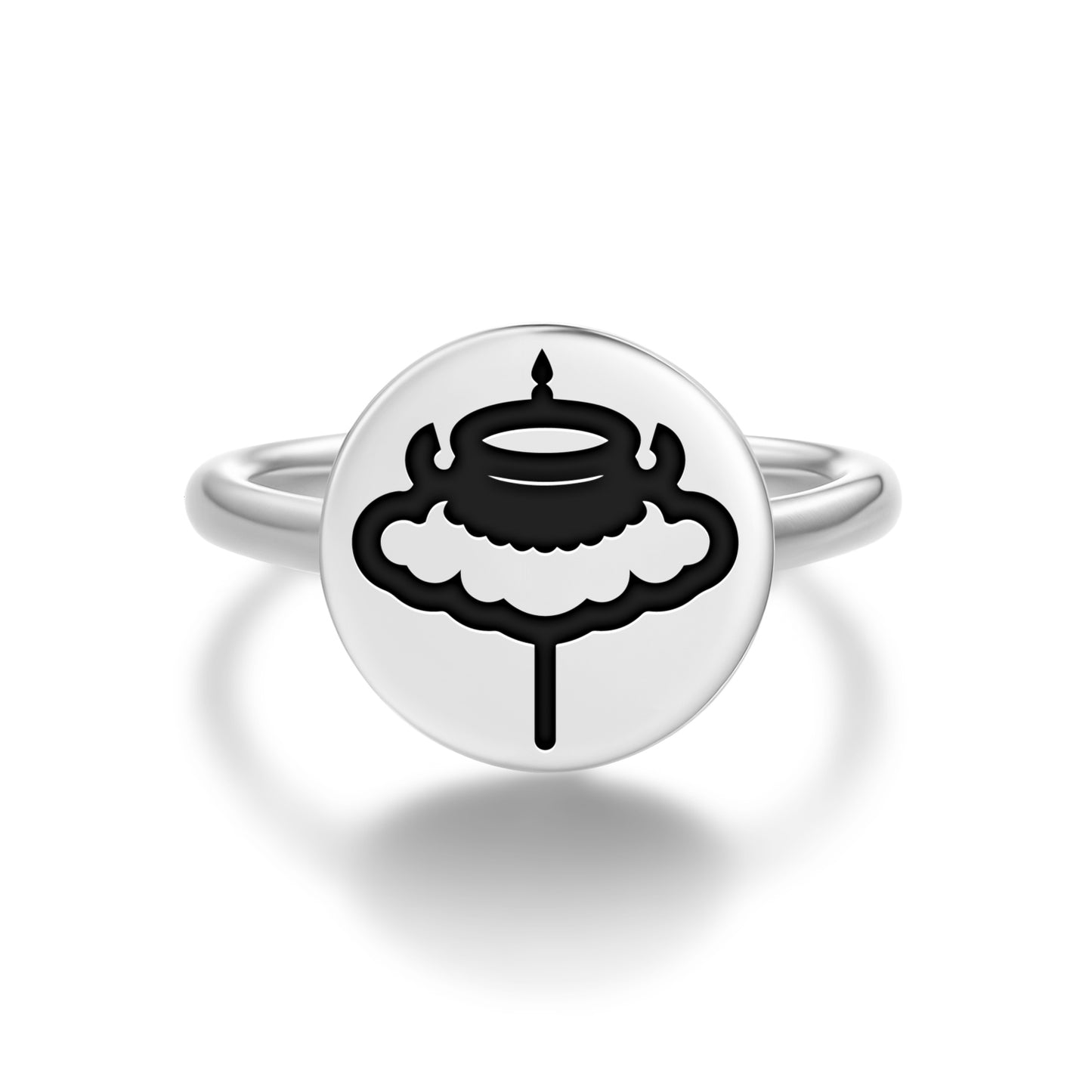 Parasol Ashtamangala Symbols Adjustable Open Ring