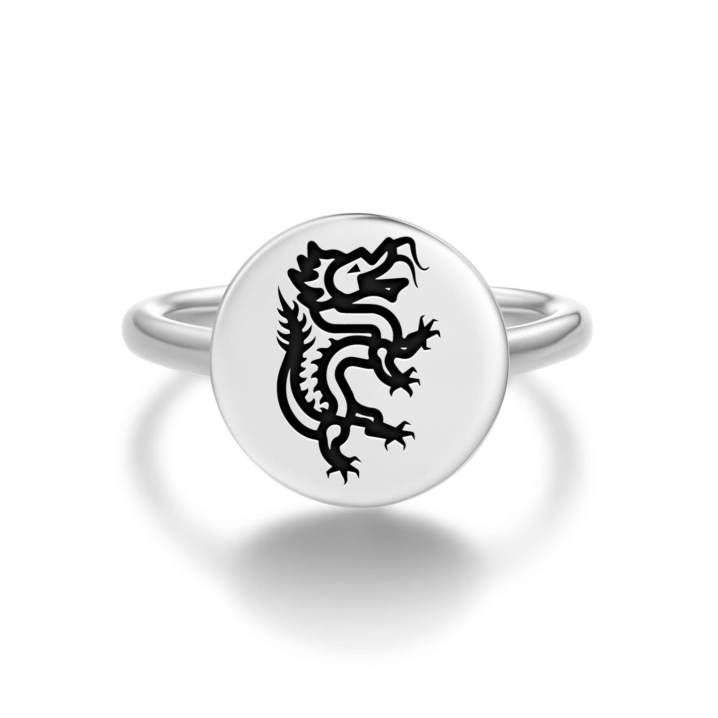 Panlong Dragon Chinese Symbols Adjustable Open Ring