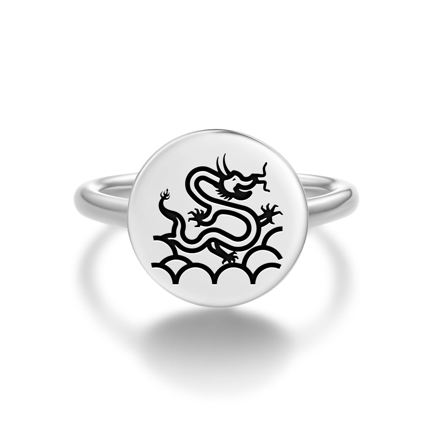 Dilong Dragon Chinese Symbols Adjustable Open Ring