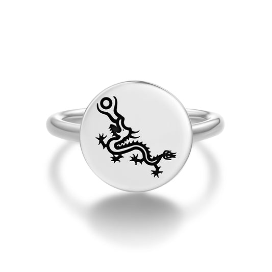 Fucanglong Dragon Chinese Symbols Adjustable Open Ring