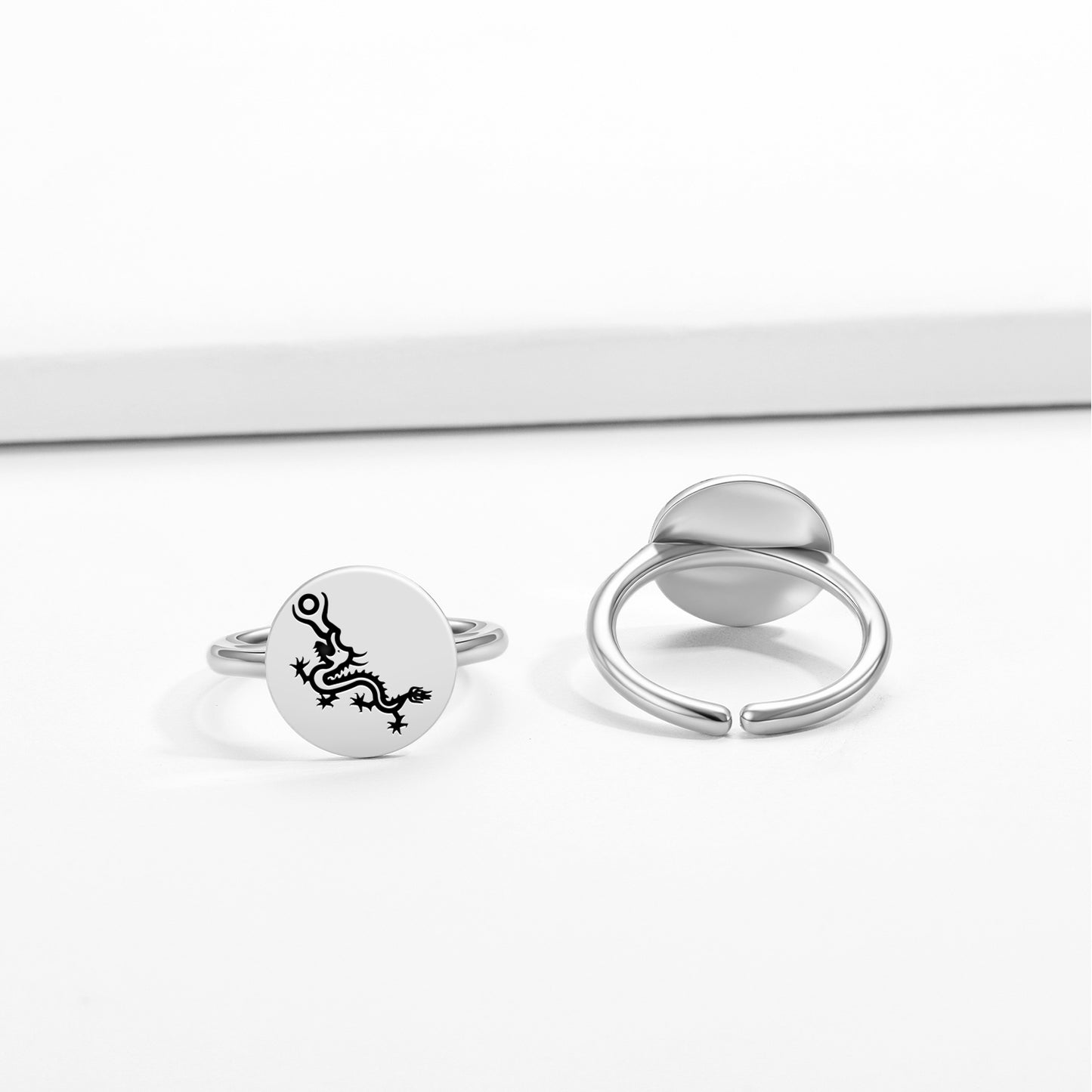 Fucanglong Dragon Chinese Symbols Adjustable Open Ring