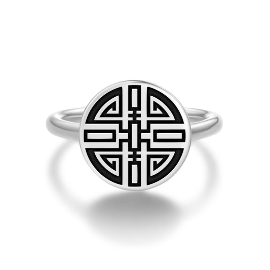 Cai – Wealth Chinese Symbols Adjustable Open Ring