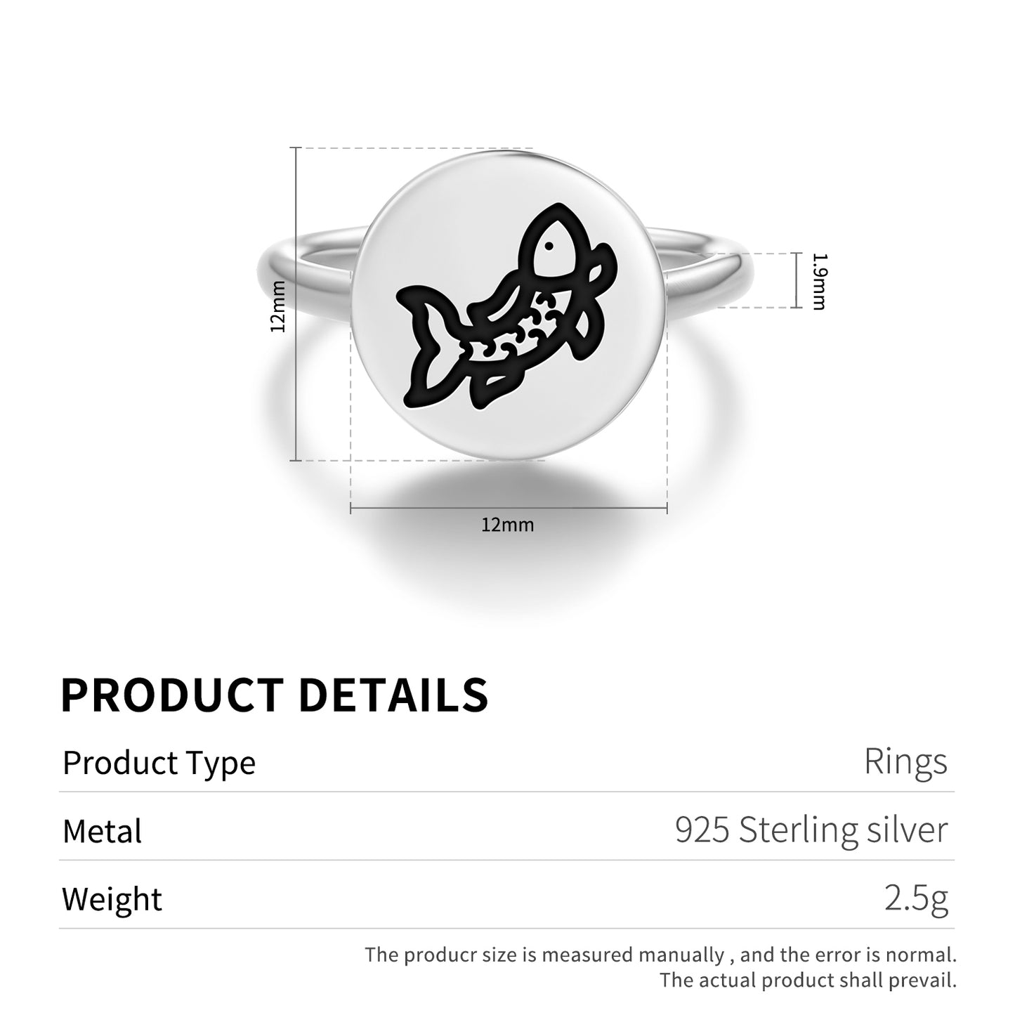 Goldfish Chinese Symbols Adjustable Open Ring