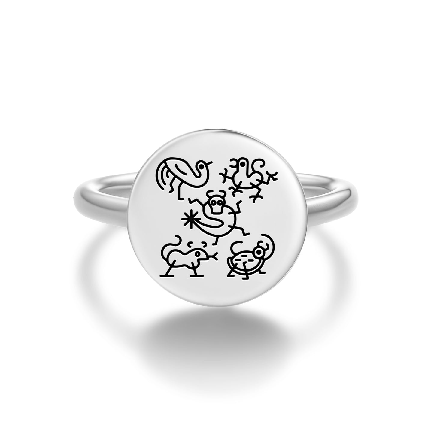 Five Heavenly Beasts Feng shui Symbols Adjustable Open Ring