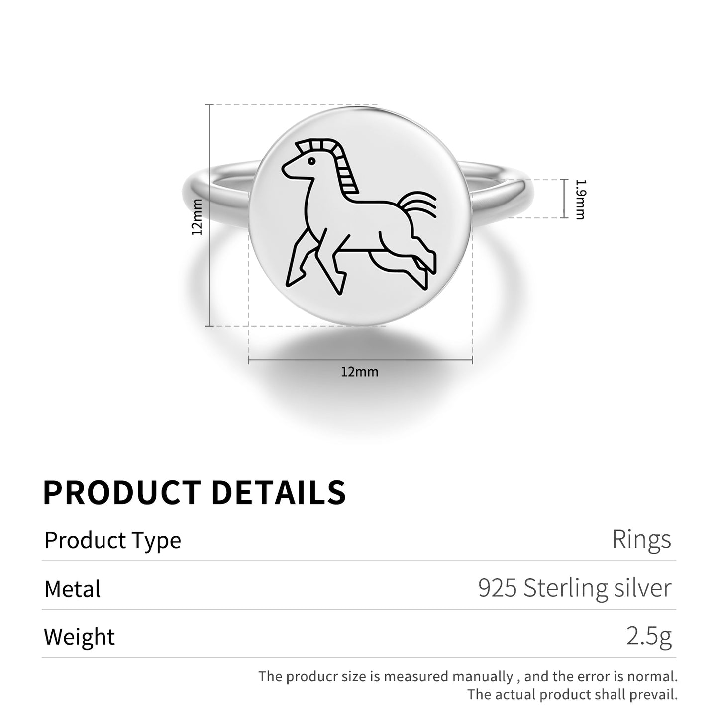 The Horse Feng shui Symbols Adjustable Open Ring