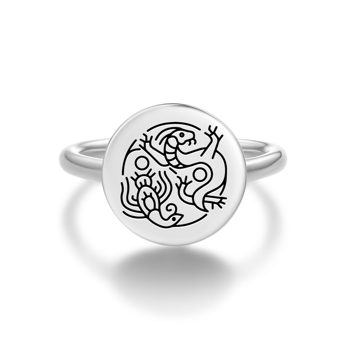 Dragon and Phoenix Feng shui Symbols Adjustable Open Ring