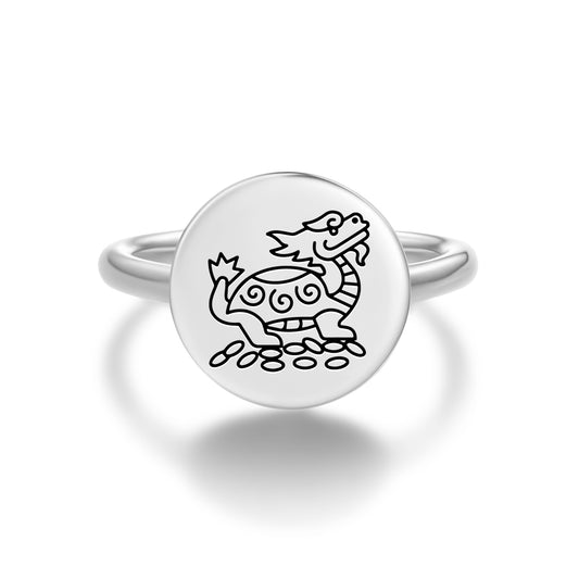 Dragon Turtle Feng shui Symbols Adjustable Open Ring