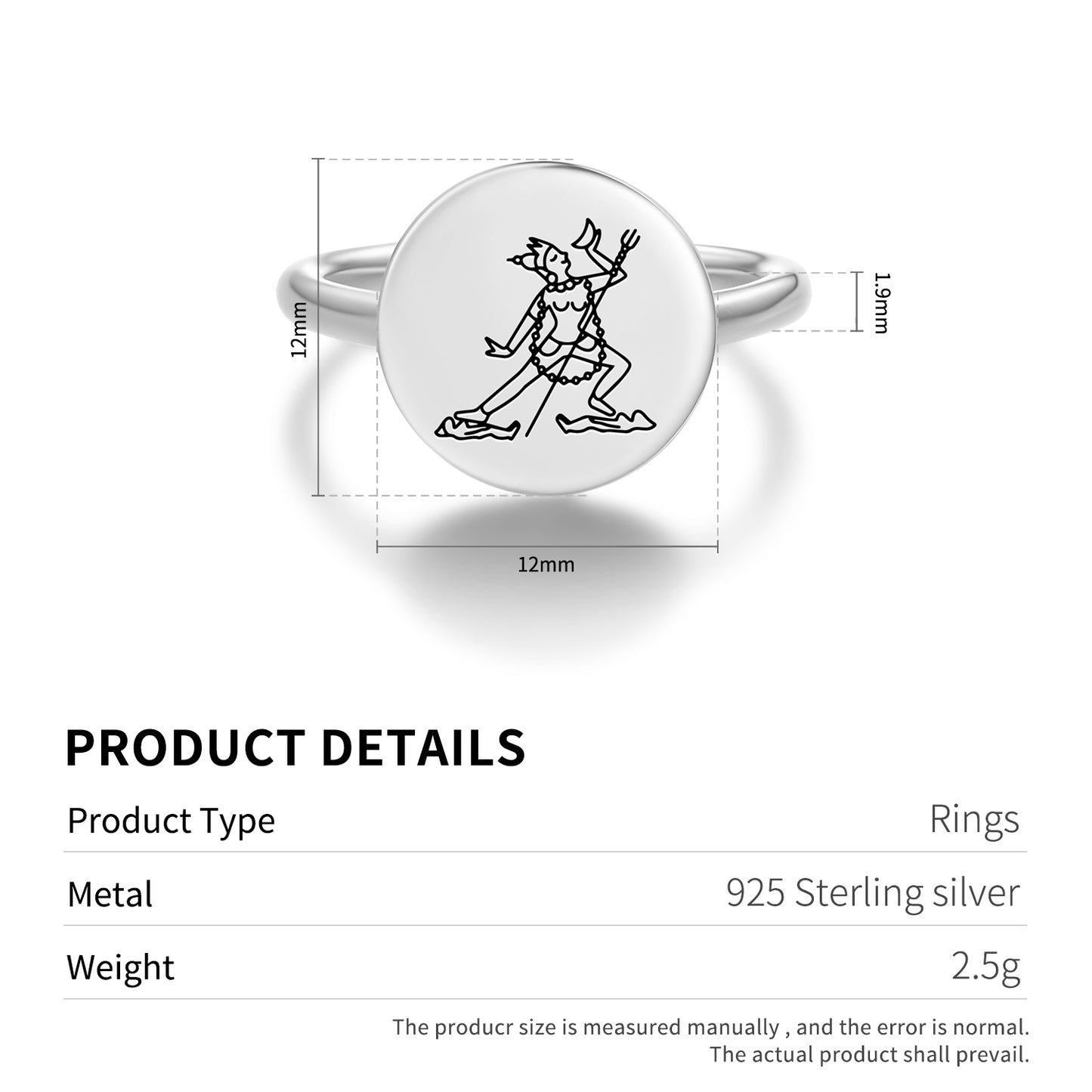 Narodakini Buddhist Gods Symbols Adjustable Open Ring