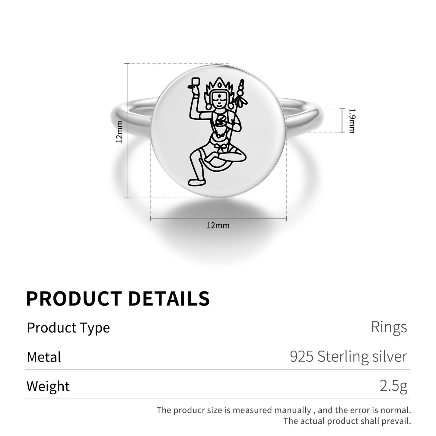 Niguma Buddhist Gods Symbols Adjustable Open Ring