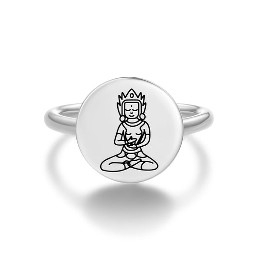 Nairatmya Buddhist Gods Symbols Adjustable Open Ring
