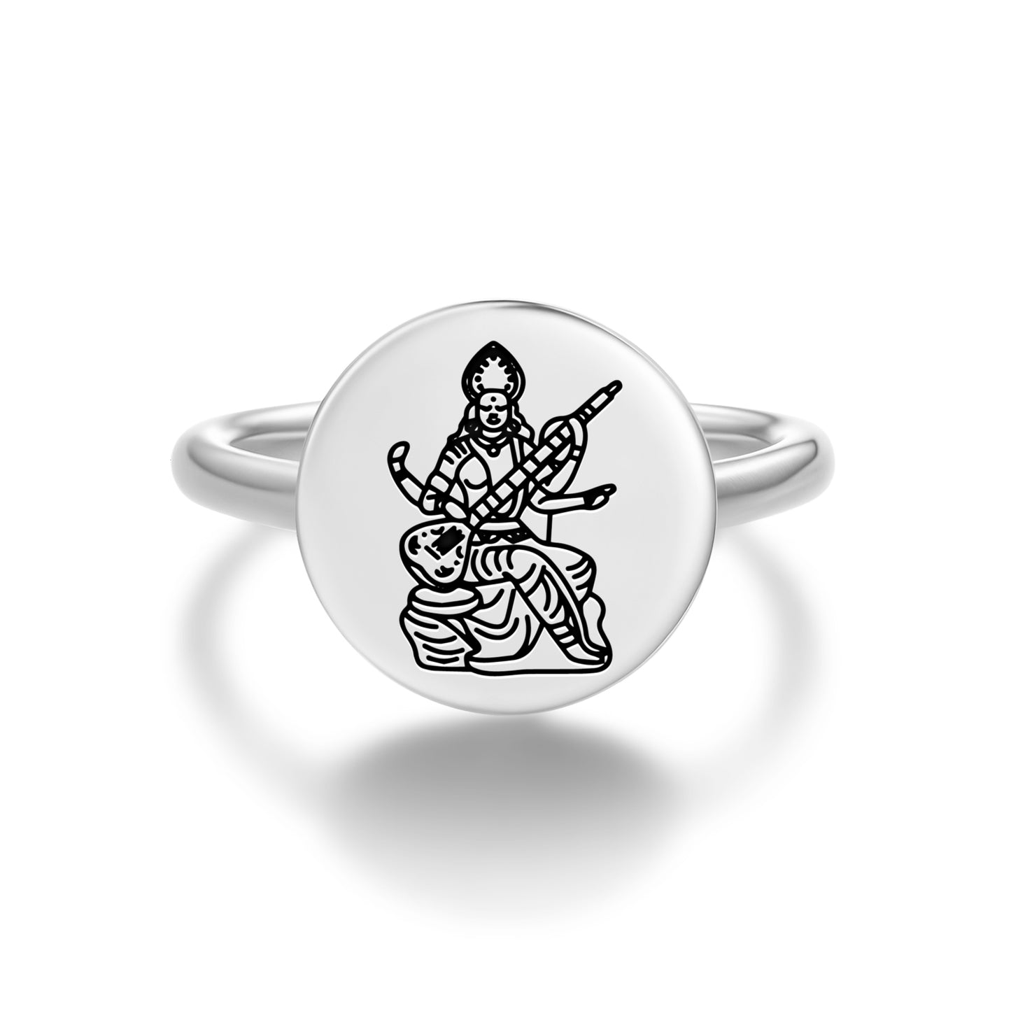Sarasvati Buddhist Gods Symbols Adjustable Open Ring