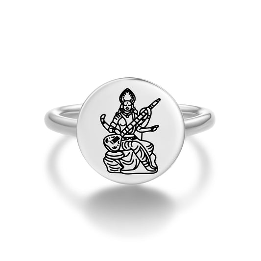 Sarasvati Buddhist Gods Symbols Adjustable Open Ring