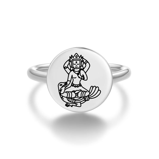 Mahamayuri Buddhist Gods Symbols Adjustable Open Ring