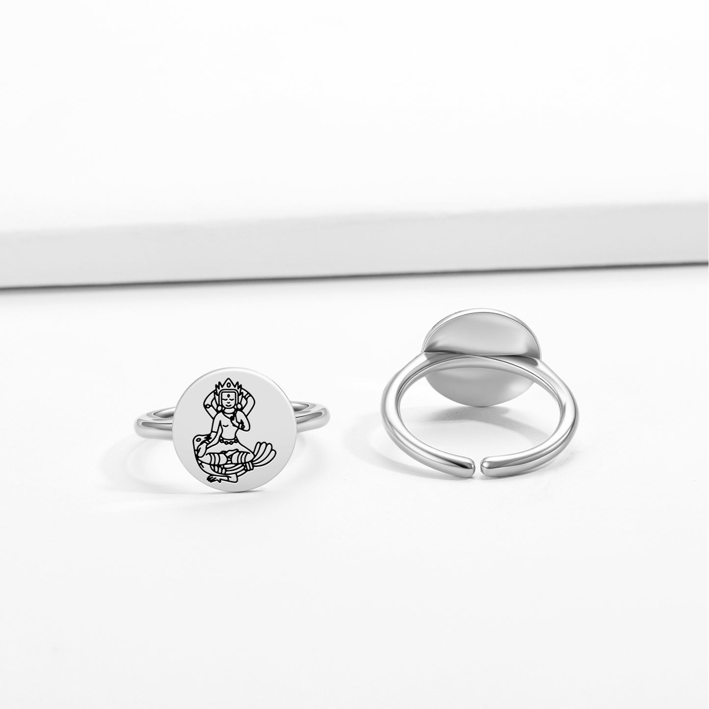 Mahamayuri Buddhist Gods Symbols Adjustable Open Ring