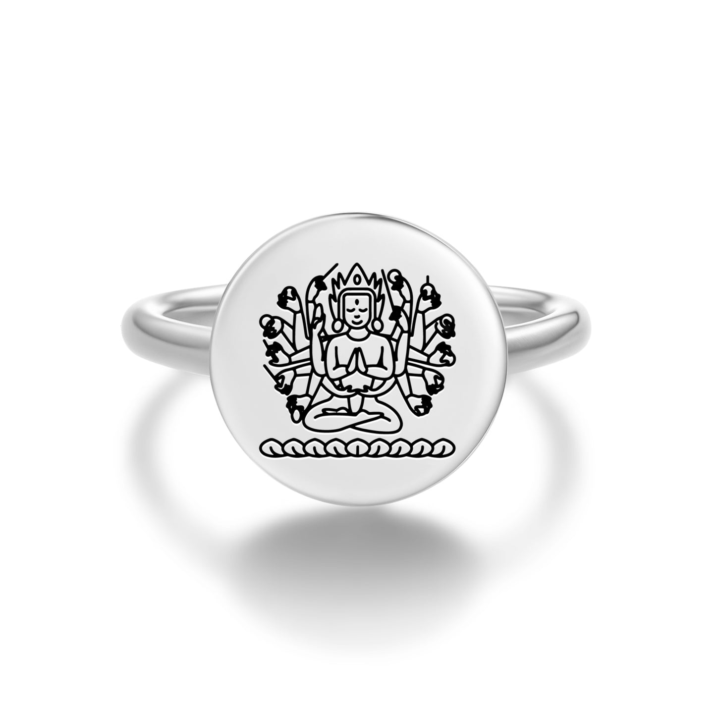 Cunda Buddhist Gods Symbols Adjustable Open Ring
