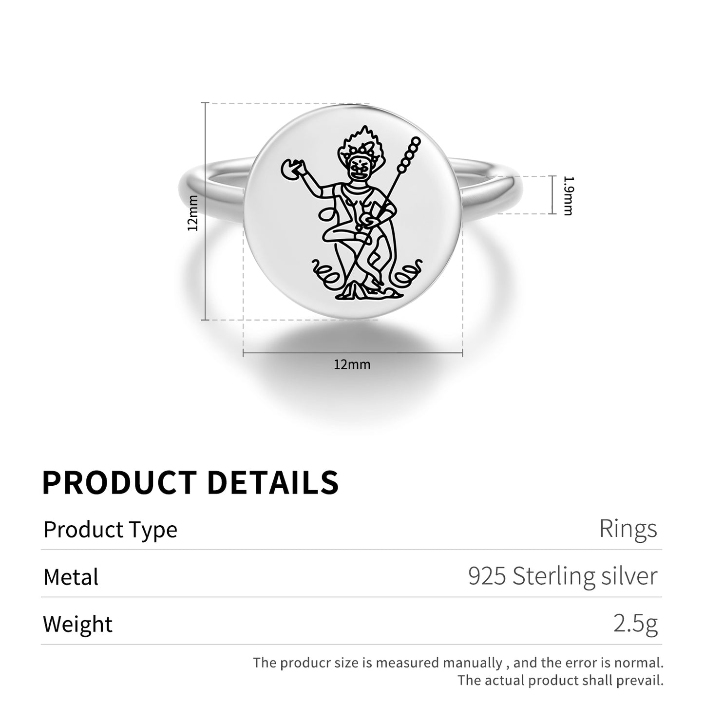 Krodikali Buddhist Gods Symbols Adjustable Open Ring