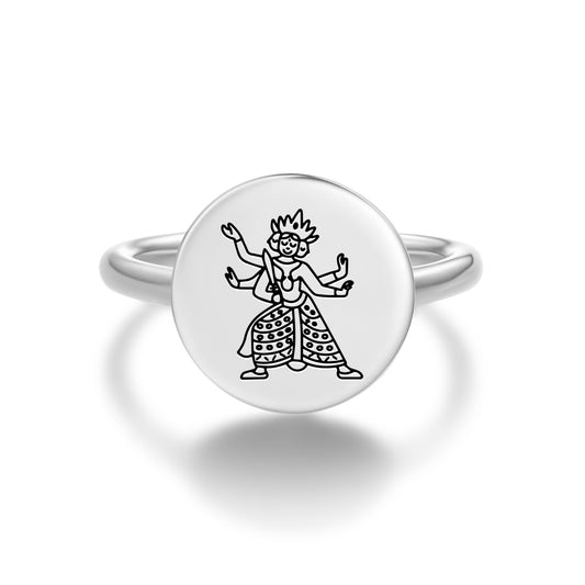 Janguli Buddhist Gods Symbols Adjustable Open Ring