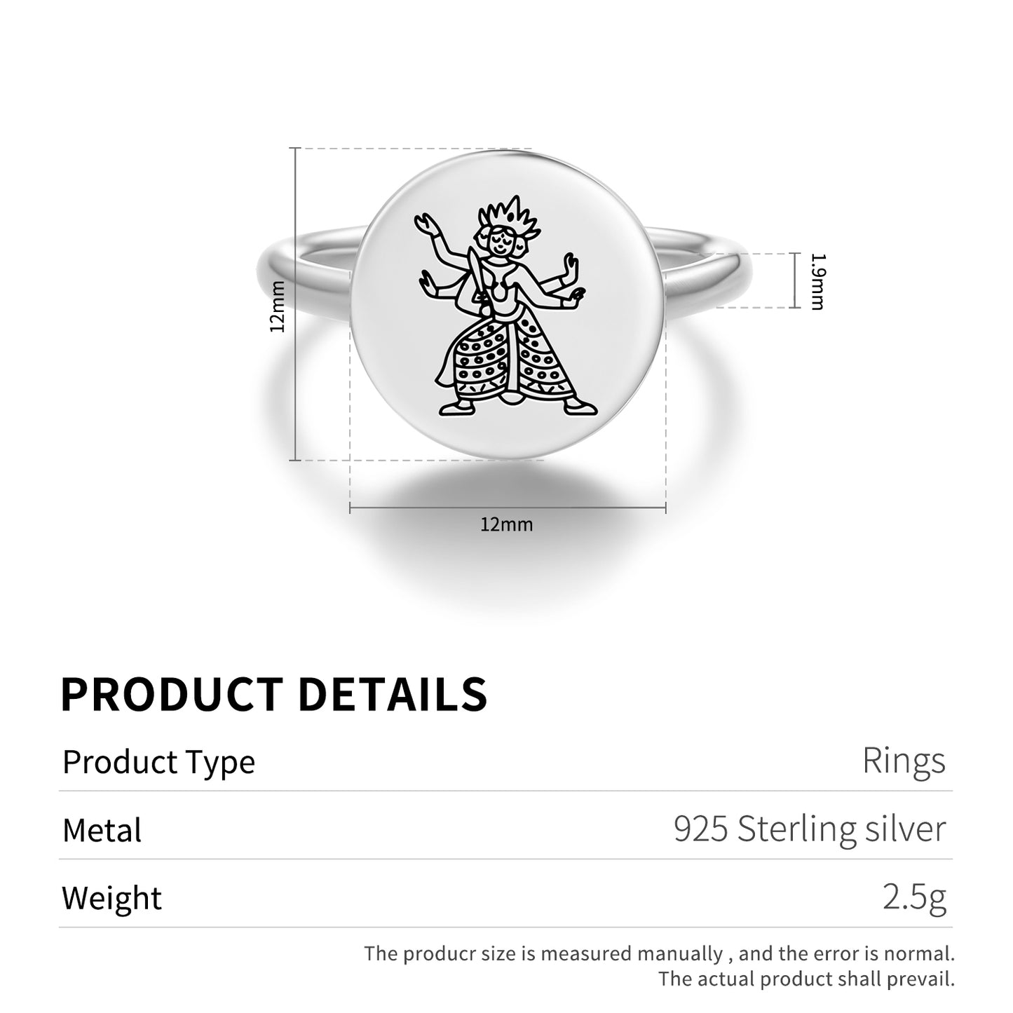 Janguli Buddhist Gods Symbols Adjustable Open Ring