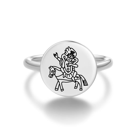 Palden Lhamo Buddhist Gods Symbols Adjustable Open Ring