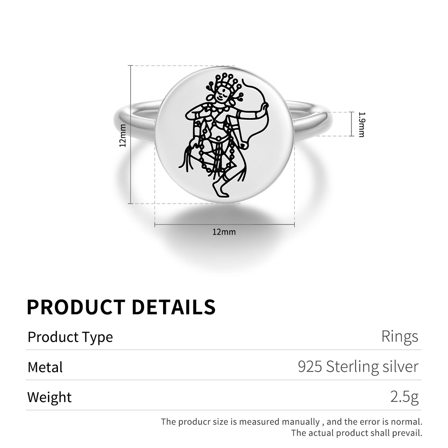 Kurukulla Buddhist Gods Symbols Adjustable Open Ring