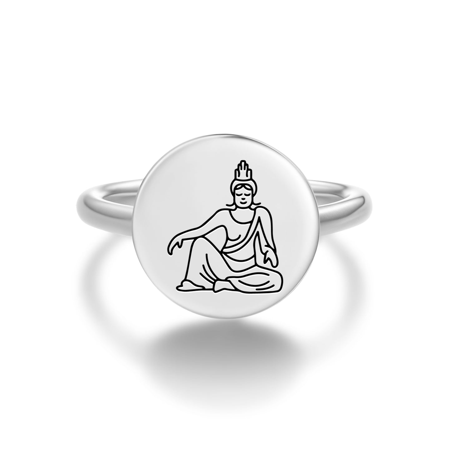 Guanyin Buddhist Gods Symbols Adjustable Open Ring