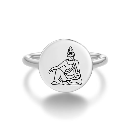 Guanyin Buddhist Gods Symbols Adjustable Open Ring