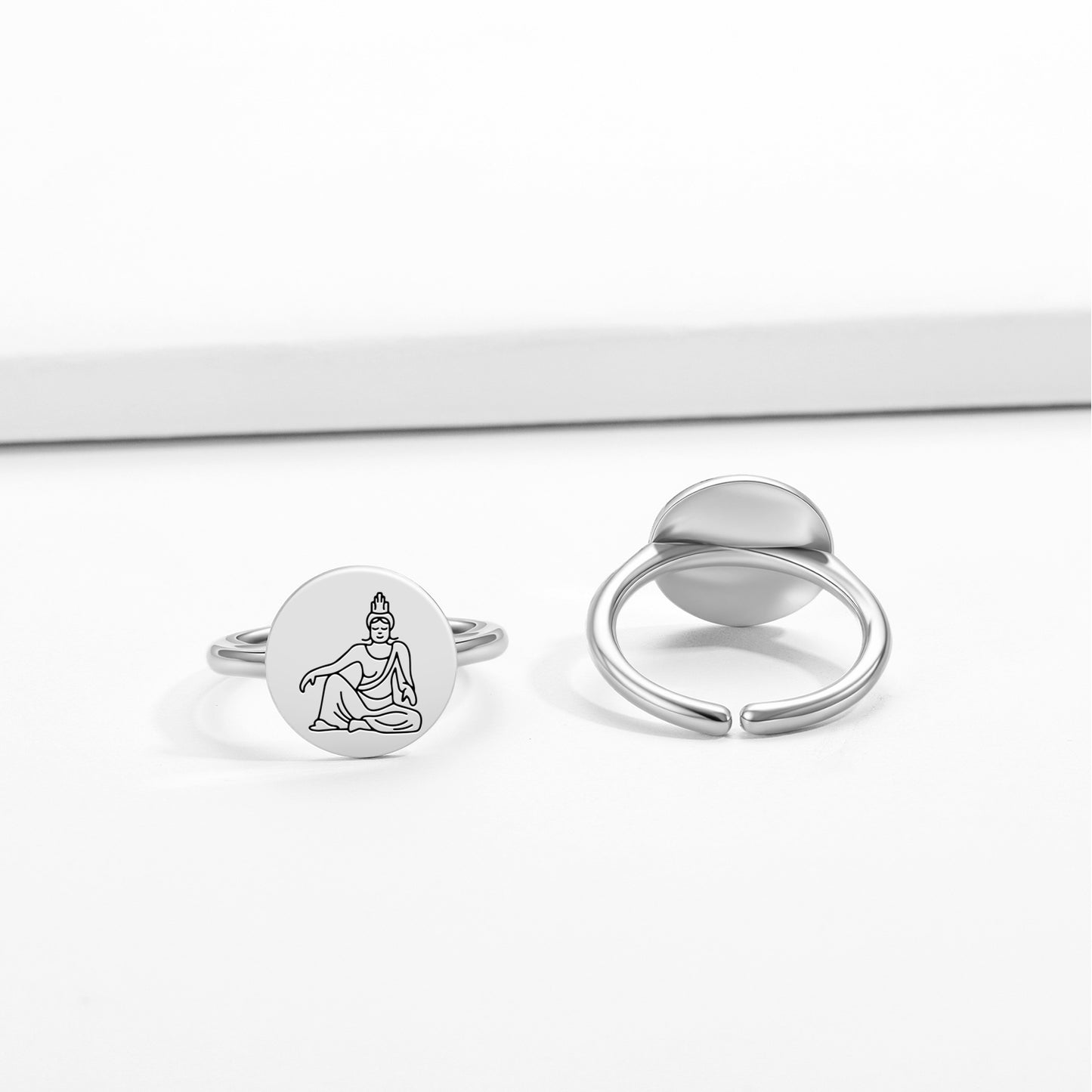 Guanyin Buddhist Gods Symbols Adjustable Open Ring