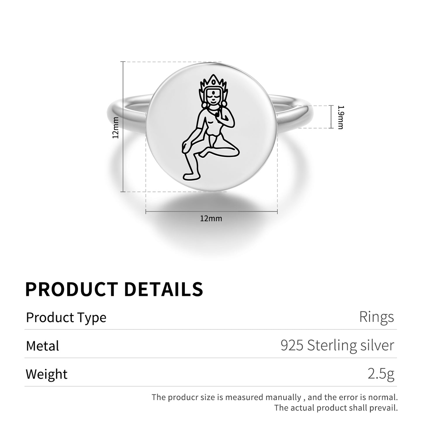 Khadi Ravani Tara Buddhist Gods Symbols Adjustable Open Ring