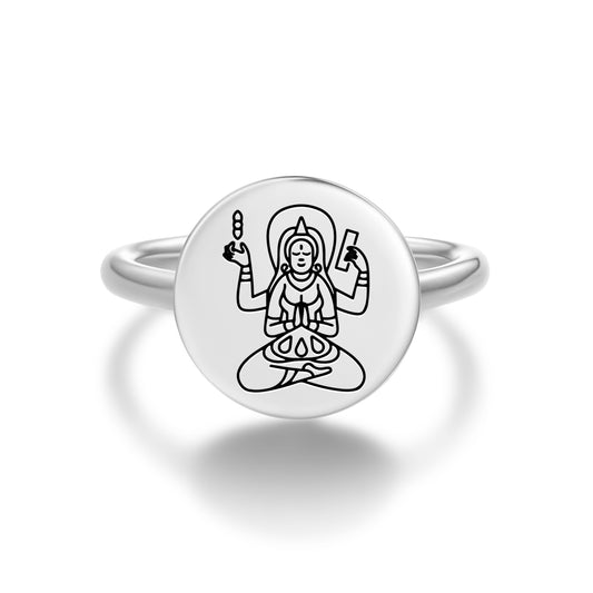 Prajnaparamita Devi Buddhist Gods Symbols Adjustable Open Ring