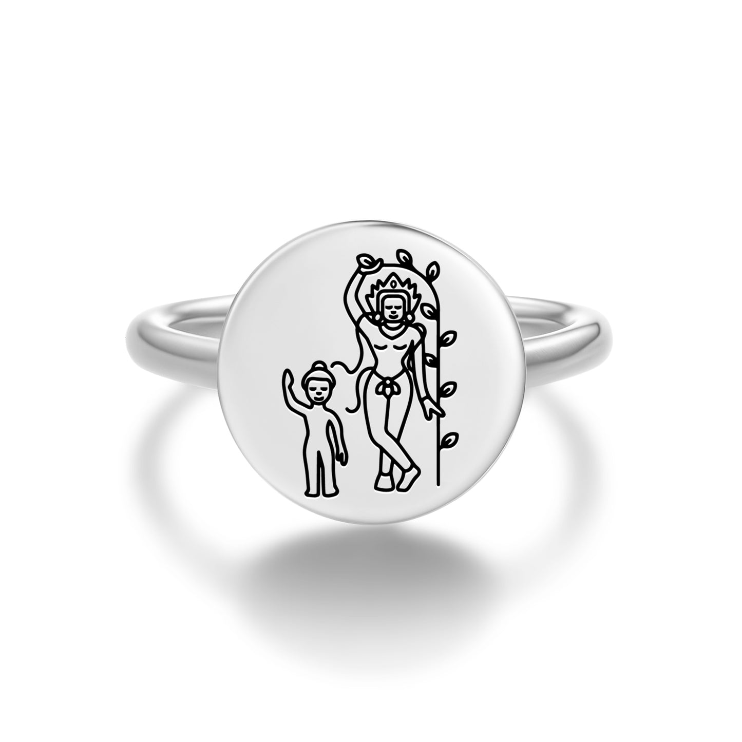 Maya Devi Buddhist Gods Symbols Adjustable Open Ring