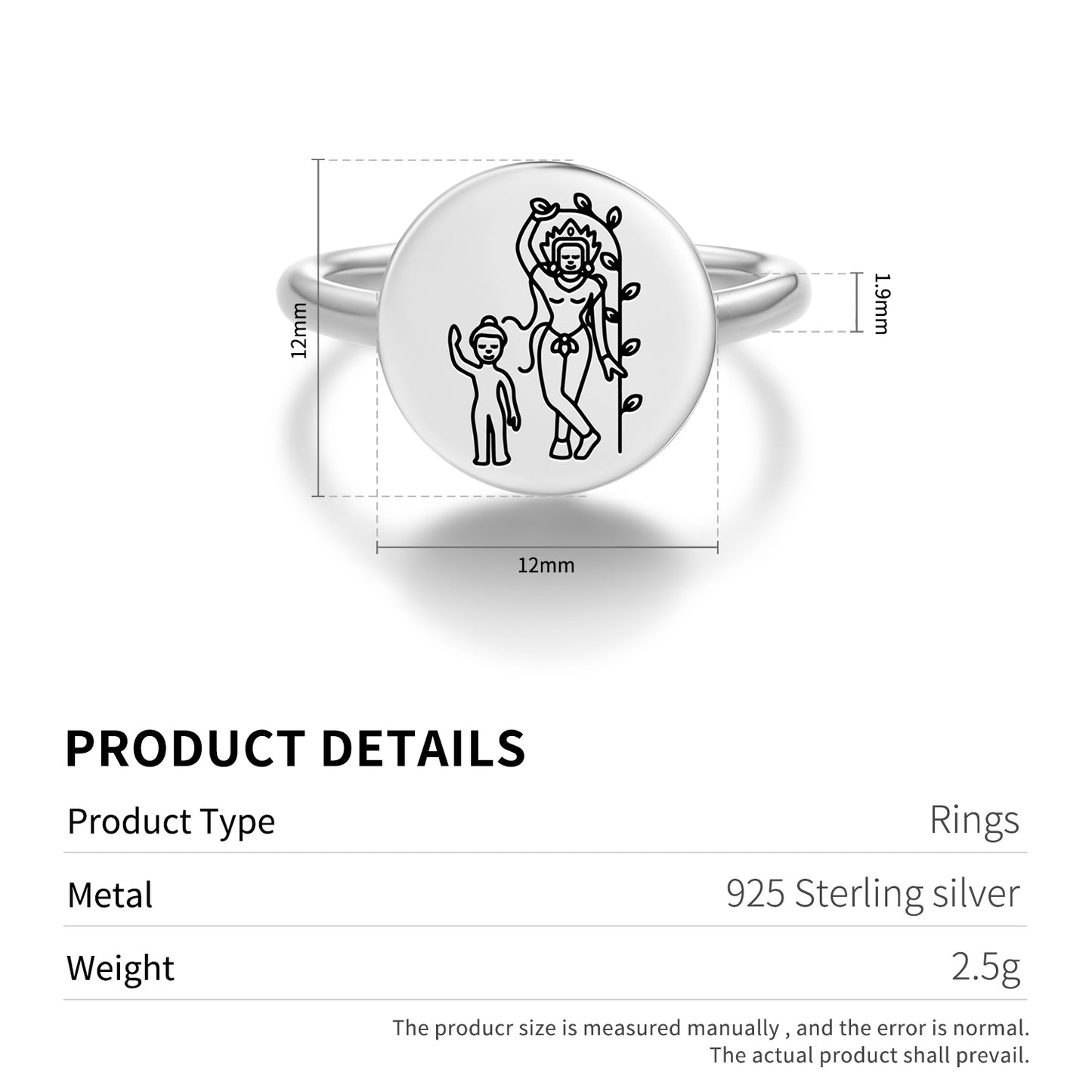 Maya Devi Buddhist Gods Symbols Adjustable Open Ring