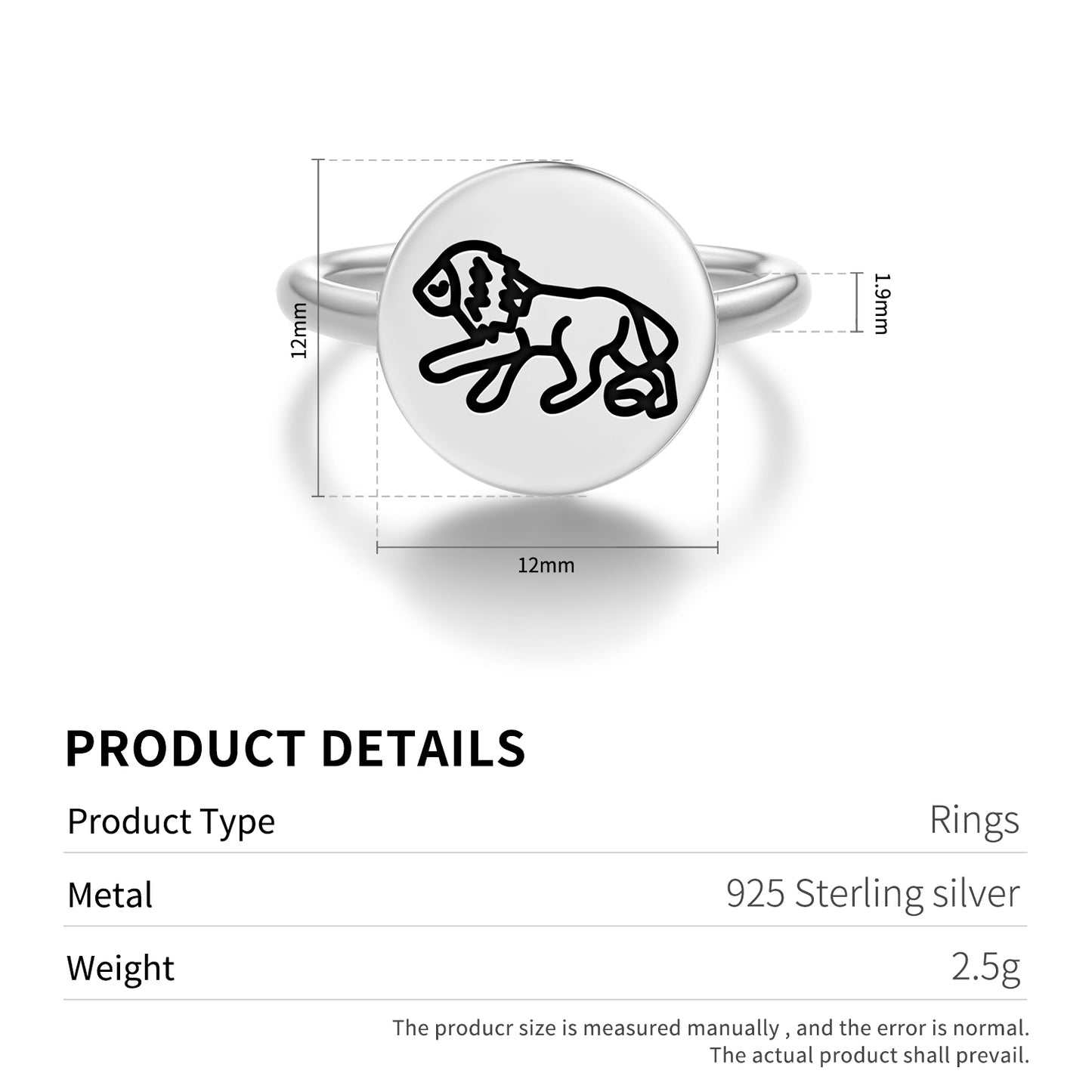 Lion Jainism Symbols Adjustable Open Ring