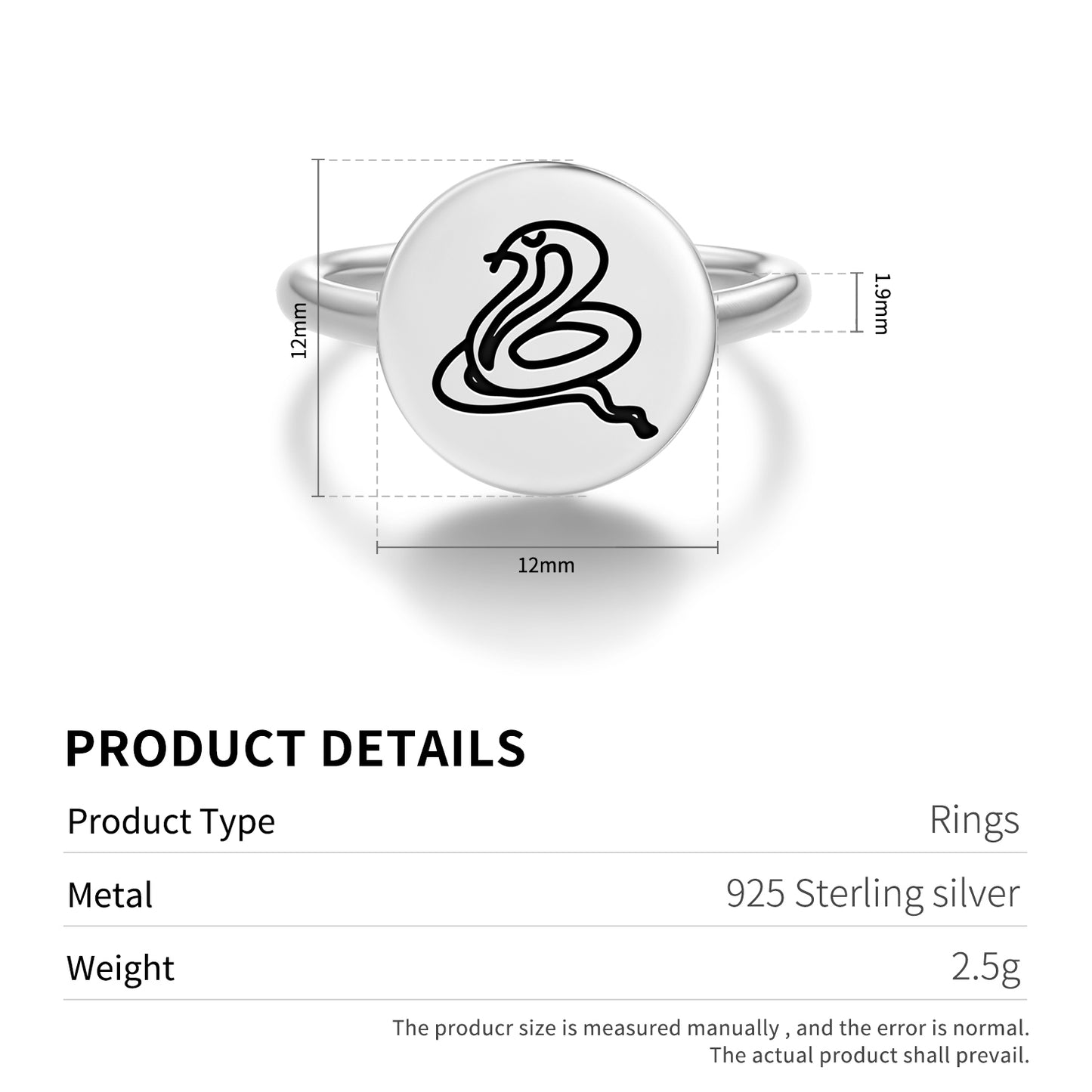 Sarp Snake Jainism Symbols Adjustable Open Ring