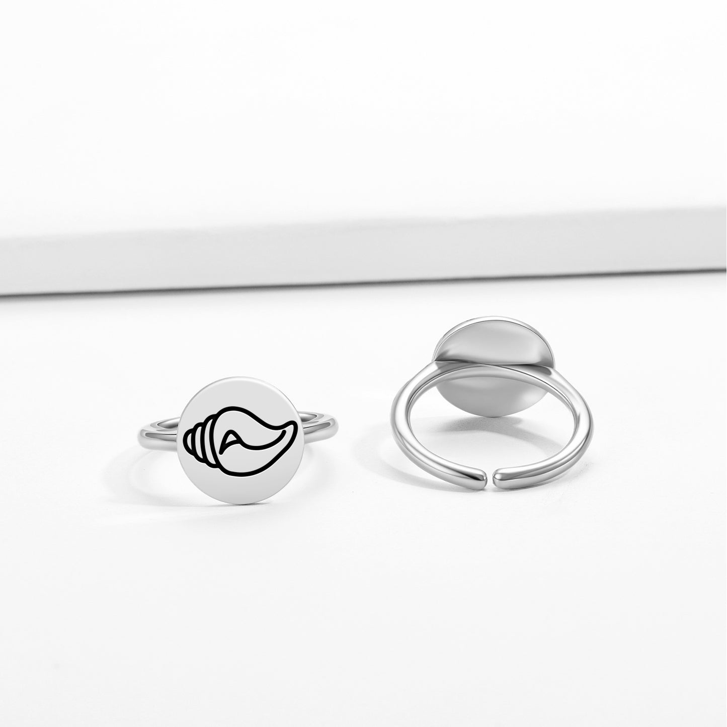 Shankha Conch Jainism Symbols Adjustable Open Ring