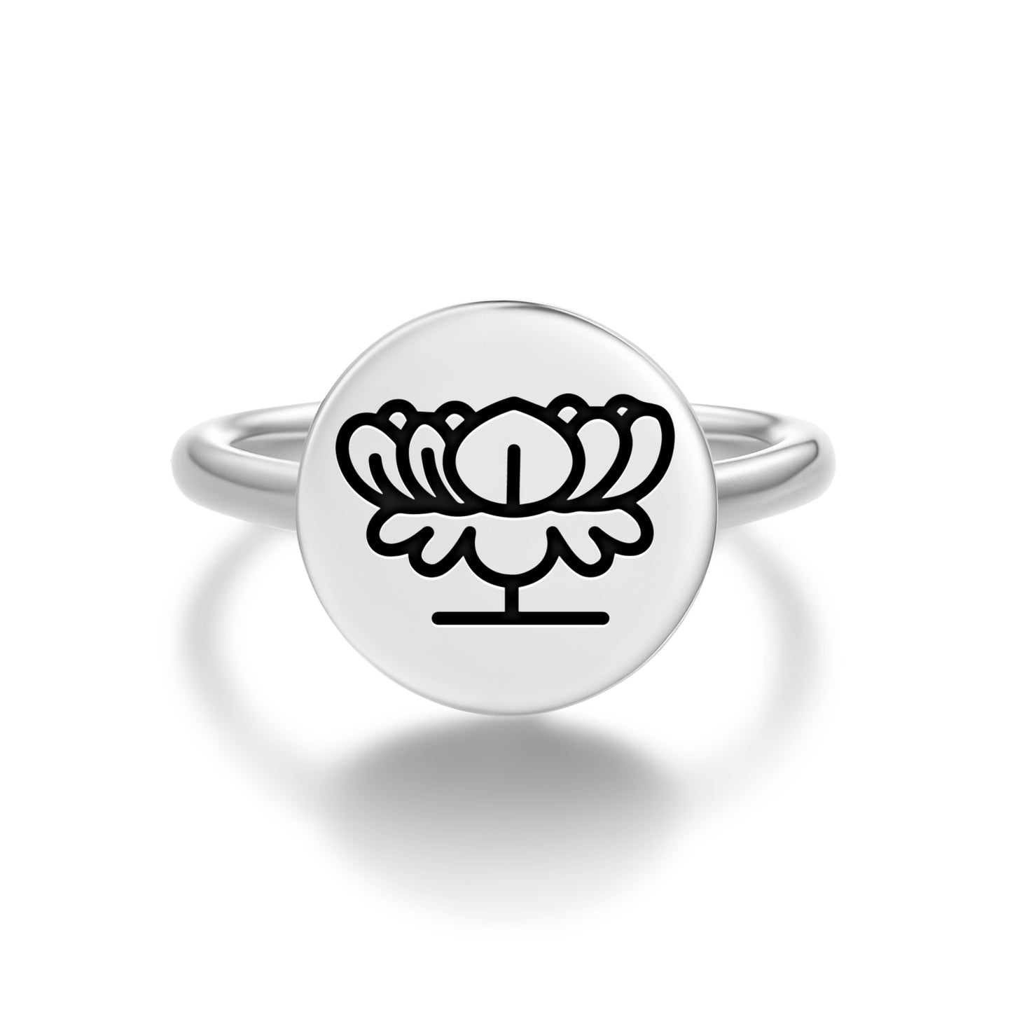 Blue Lotus Jainism Symbols Adjustable Open Ring