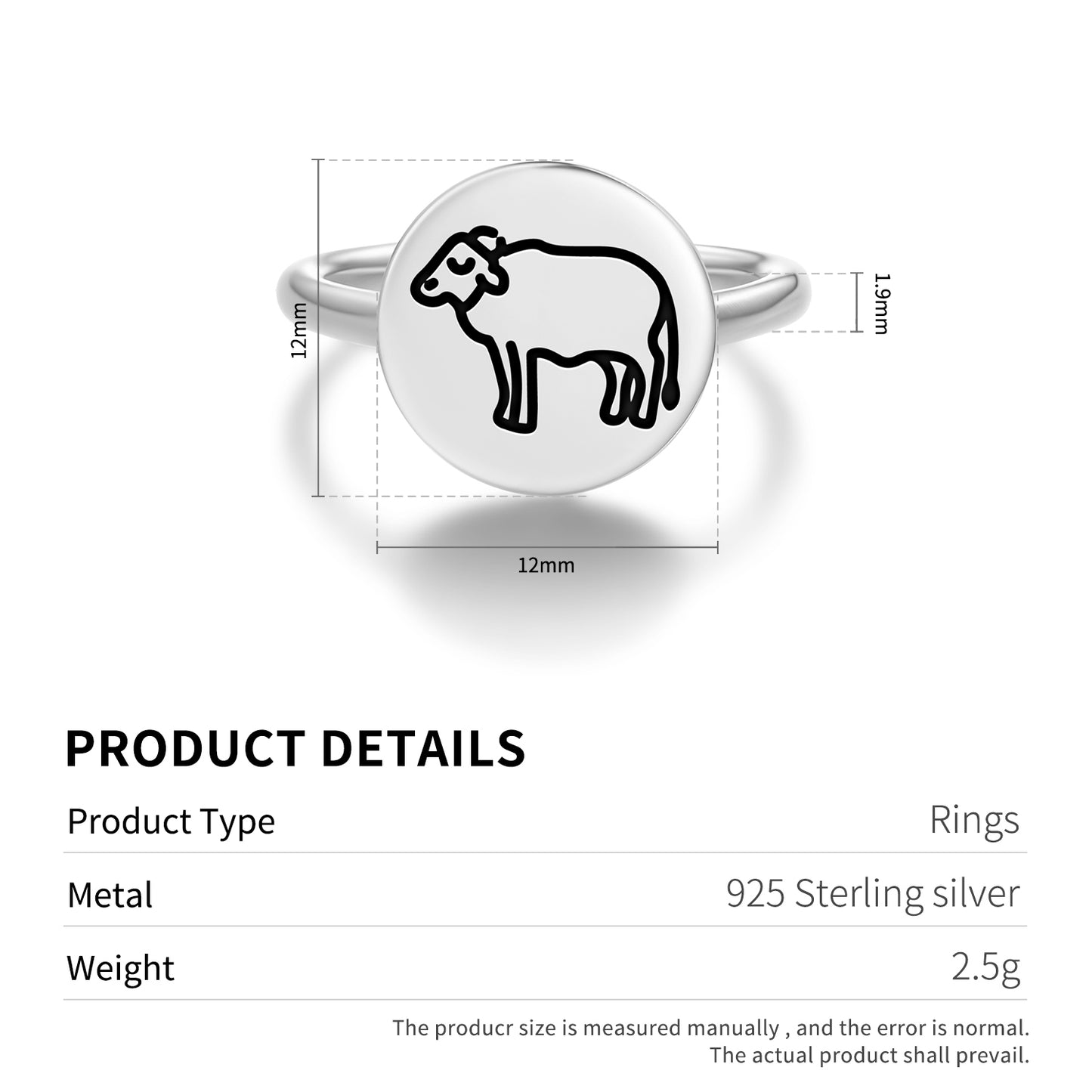 Bhaisa Buffalo Jainism Symbols Adjustable Open Ring