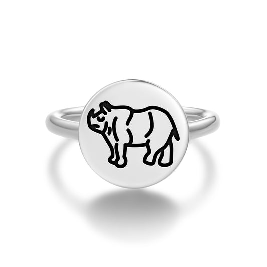 Gainda Rhinoceros Jainism Symbols Adjustable Open Ring
