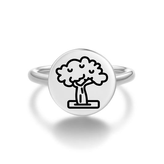 Kalpa Vriksha Sacred Fig Jainism Symbols Adjustable Open Ring