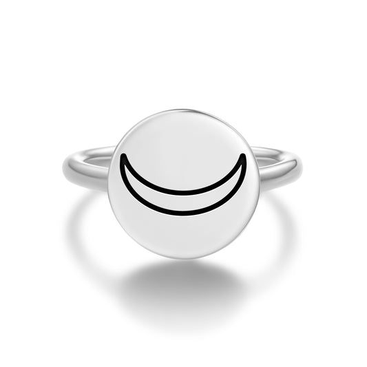 Crescent Moon Jainism Symbols Adjustable Open Ring