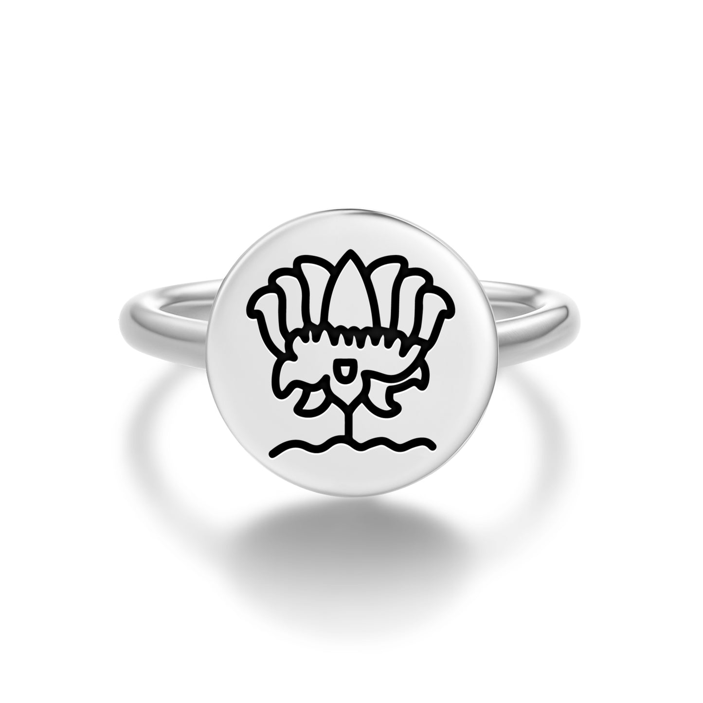 Lotus Jainism Symbols Adjustable Open Ring