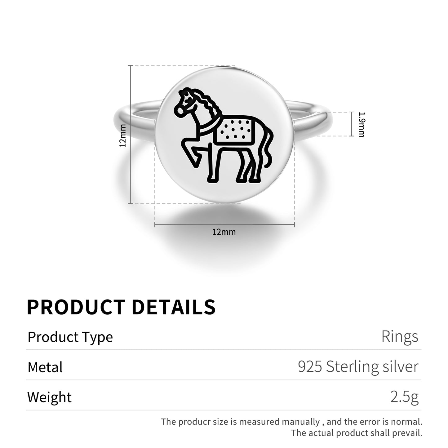 Horse Jainism Symbols Adjustable Open Ring