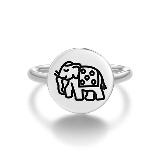 Elephant Jainism Symbols Adjustable Open Ring