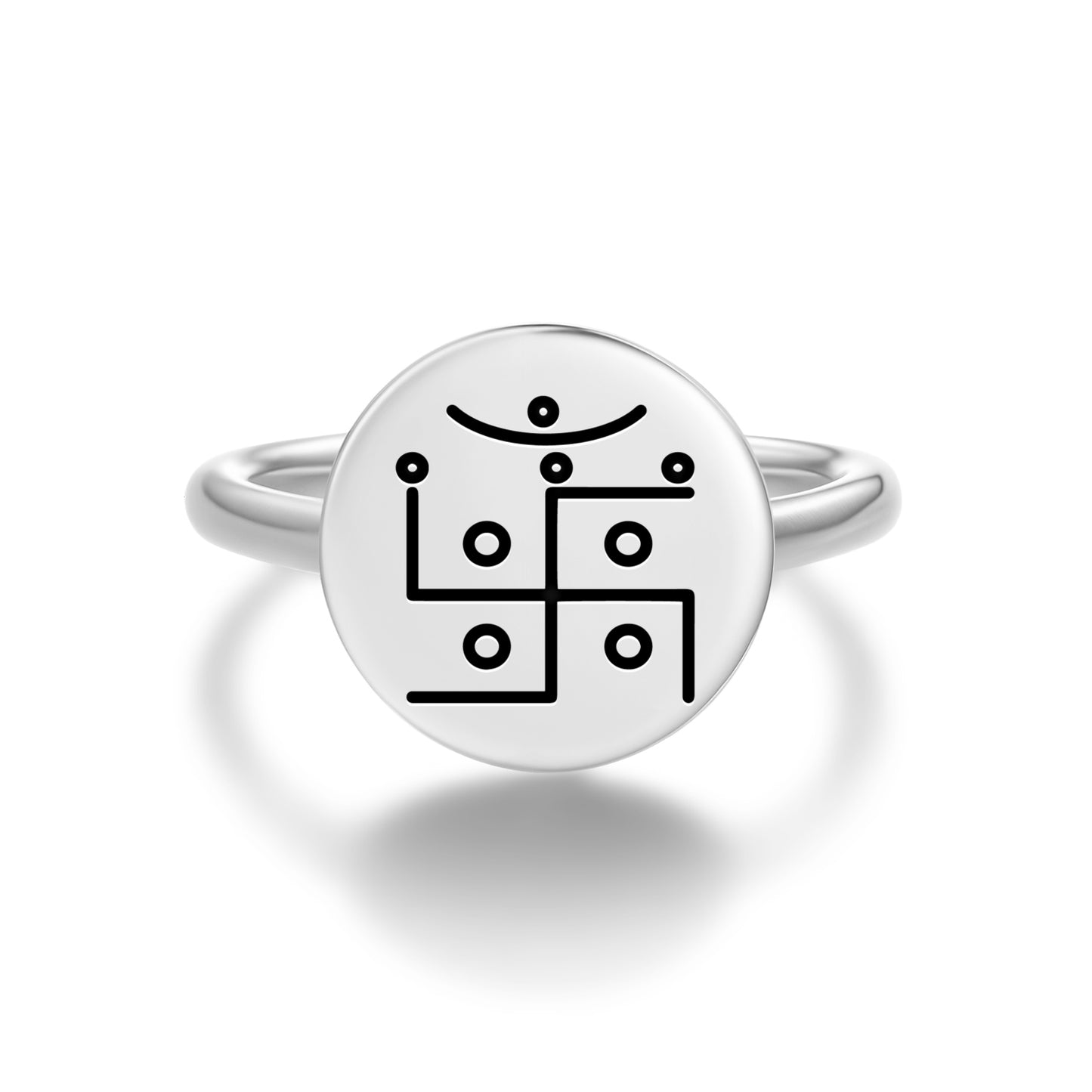Swastika Jainism Symbols Adjustable Open Ring
