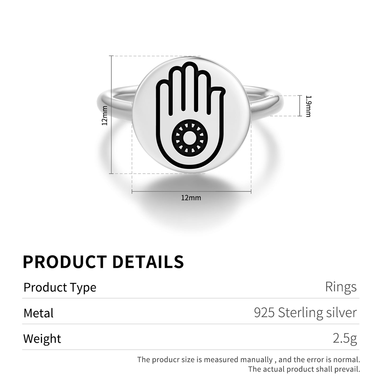 Jain Hand Symbol Jainism Symbols Adjustable Open Ring